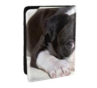 Wykjtwo Chien Terrier de Boston, Porte-Passeport Portefeuille de Voyage en Cuir PU Étui pour Passeport Couvre-Passeport 6,5 po