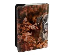Wykjtwo Chiens Boxer Automne, Porte-Passeport Portefeuille de Voyage en Cuir PU Étui pour Passeport Couvre-Passeport 6,5 po