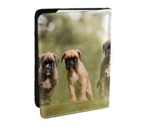 Wykjtwo Chiens Boxer Chiots Animaux de Compagnie Chiens de Famille, Porte-Passeport Portefeuille de Voyage en Cuir PU Étui pour Passeport Couvre-Passeport 6,5 po