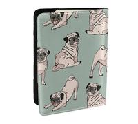 Wykjtwo Chiens Carlin Assis, Porte-Passeport Portefeuille de Voyage en Cuir PU Étui pour Passeport Couvre-Passeport 6,5 po