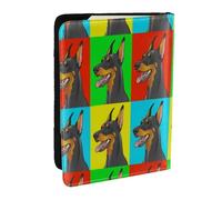 Wykjtwo Chiens Doberman Pinscher, Porte-Passeport Portefeuille de Voyage en Cuir PU Étui pour Passeport Couvre-Passeport 6,5 po
