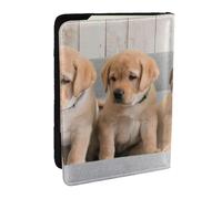 Wykjtwo Chiens Golden Retriever Chiots Chiens Labrador, Porte-Passeport Portefeuille de Voyage en Cuir PU Étui pour Passeport Couvre-Passeport 6,5 po