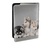 Wykjtwo Chiens Husky Huskies, Porte-Passeport Portefeuille de Voyage en Cuir PU Étui pour Passeport Couvre-Passeport 6,5 po