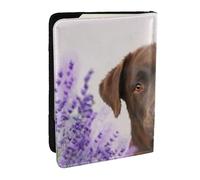 Wykjtwo Chiens Retriever Labrador Brun Lavande, Porte-Passeport Portefeuille de Voyage en Cuir PU Étui pour Passeport Couvre-Passeport 6,5 po