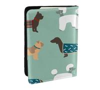 Wykjtwo Chiens sur Bleu, Porte-Passeport Portefeuille de Voyage en Cuir PU Étui pour Passeport Couvre-Passeport 6,5 po