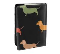 Wykjtwo Chiens Teckel Mignons, Porte-Passeport Portefeuille de Voyage en Cuir PU Étui pour Passeport Couvre-Passeport 6,5 po