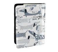 Wykjtwo Chiens Teckel, Porte-Passeport Portefeuille de Voyage en Cuir PU Étui pour Passeport Couvre-Passeport 6,5 po