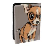 Wykjtwo Chihuahua Bouledogue Mignon Carlin Chien Animal De Compagnie Amis Chiot Beige, Porte-Passeport Portefeuille de Voyage en Cuir PU Étui pour Passeport Couvre-Passeport 6,5 po