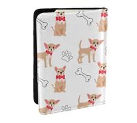 Wykjtwo Chihuahua Chiens Mignons Et Bol, Porte-Passeport Portefeuille de Voyage en Cuir PU Étui pour Passeport Couvre-Passeport 6,5 po