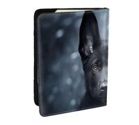Wykjtwo Chiot Berger Allemand Noir Berger Allemand, Porte-Passeport Portefeuille de Voyage en Cuir PU Étui pour Passeport Couvre-Passeport 6,5 po