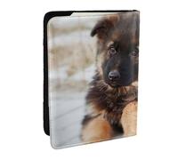 Wykjtwo Chiot Berger Allemand, Porte-Passeport Portefeuille de Voyage en Cuir PU Étui pour Passeport Couvre-Passeport 6,5 po