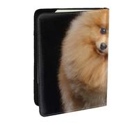 Wykjtwo Chiot Chien de Poméranie Mignon, Porte-Passeport Portefeuille de Voyage en Cuir PU Étui pour Passeport Couvre-Passeport 6,5 po