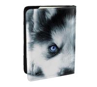 Wykjtwo Chiot Husky, Porte-Passeport Portefeuille de Voyage en Cuir PU Étui pour Passeport Couvre-Passeport 6,5 po