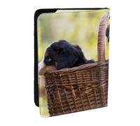 Wykjtwo Chiots Bouvier Bernois, Porte-Passeport Portefeuille de Voyage en Cuir PU Étui pour Passeport Couvre-Passeport 6,5 po