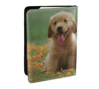 Wykjtwo Chiots Labrador Retriever Jaune, Porte-Passeport Portefeuille de Voyage en Cuir PU Étui pour Passeport Couvre-Passeport 6,5 po