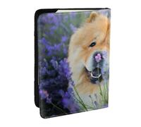 Wykjtwo Chow-Chow Doux Moelleux Chiens Bruns Violet Sauvage, Porte-Passeport Portefeuille de Voyage en Cuir PU Étui pour Passeport Couvre-Passeport 6,5 po