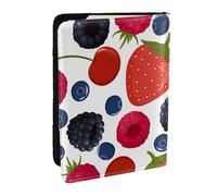 Wykjtwo Chute de Baies mûres framboises, Porte-Passeport Portefeuille de Voyage en Cuir PU Étui pour Passeport Couvre-Passeport 6,5 po