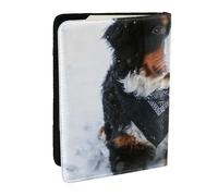 Wykjtwo Chutes de Neige pour Le Bouvier Bernois, Porte-Passeport Portefeuille de Voyage en Cuir PU Étui pour Passeport Couvre-Passeport 6,5 po