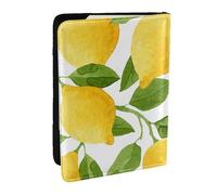 Wykjtwo Citrons Aquarelle Jaune Vif, Porte-Passeport Portefeuille de Voyage en Cuir PU Étui pour Passeport Couvre-Passeport 6,5 po