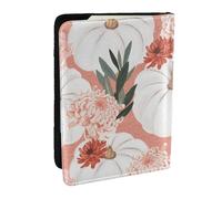 Wykjtwo Citrouille Thanksgiving Rose Dahlia Fleur Automne, Porte-Passeport Portefeuille de Voyage en Cuir PU Étui pour Passeport Couvre-Passeport 6,5 po
