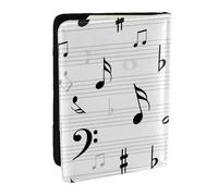 Wykjtwo Clef Notes De Musique Feuille Symbole Treble Résumé, Porte-Passeport Portefeuille de Voyage en Cuir PU Étui pour Passeport Couvre-Passeport 6,5 po