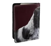 Wykjtwo Cocker Spaniel Chiot Épagneul Noir Et Blanc, Porte-Passeport Portefeuille de Voyage en Cuir PU Étui pour Passeport Couvre-Passeport 6,5 po