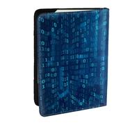 Wykjtwo Code Binaire Bleu du Programmeur, Porte-Passeport Portefeuille de Voyage en Cuir PU Étui pour Passeport Couvre-Passeport 6,5 po