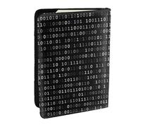 Wykjtwo Code de Programmation Noir Noir, Porte-Passeport Portefeuille de Voyage en Cuir PU Étui pour Passeport Couvre-Passeport 6,5 po