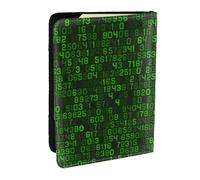 Wykjtwo Code Informatique décimal Vert du Programmeur, Porte-Passeport Portefeuille de Voyage en Cuir PU Étui pour Passeport Couvre-Passeport 6,5 po