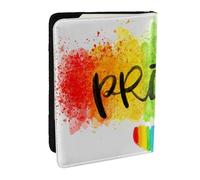 Wykjtwo Coeur Arc-en-Ciel de Style Aquarelle coloré LGBT Gay Pride, Porte-Passeport Portefeuille de Voyage en Cuir PU Étui pour Passeport Couvre-Passeport 6,5 po