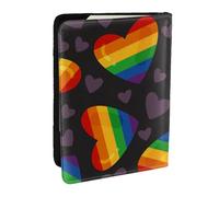 Wykjtwo Coeur Arc-en-Ciel Gay de fierté LGBT, Porte-Passeport Portefeuille de Voyage en Cuir PU Étui pour Passeport Couvre-Passeport 6,5 po