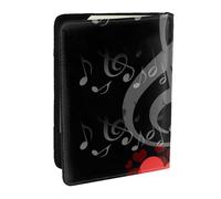 Wykjtwo Coeur de Note de Musique, Porte-Passeport Portefeuille de Voyage en Cuir PU Étui pour Passeport Couvre-Passeport 6,5 po