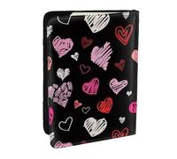 Wykjtwo Coeurs Coeurs Roses Et Rouges, Porte-Passeport Portefeuille de Voyage en Cuir PU Étui pour Passeport Couvre-Passeport 6,5 po