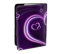 Wykjtwo Coeurs Violets, Porte-Passeport Portefeuille de Voyage en Cuir PU Étui pour Passeport Couvre-Passeport 6,5 po