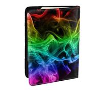 Wykjtwo Coloré Fumée Abstrait Noir, Porte-Passeport Portefeuille de Voyage en Cuir PU Étui pour Passeport Couvre-Passeport 6,5 po