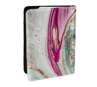 Wykjtwo Conception de Surface en marbre doré Vert Violet, Porte-Passeport Portefeuille de Voyage en Cuir PU Étui pour Passeport Couvre-Passeport 6,5 po