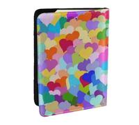 Wykjtwo Confettis Coeur Arc-en-Ciel, Porte-Passeport Portefeuille de Voyage en Cuir PU Étui pour Passeport Couvre-Passeport 6,5 po