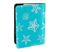 Wykjtwo Coquillages Étoiles De Mer Bleu, Porte-Passeport Portefeuille de Voyage en Cuir PU Étui pour Passeport Couvre-Passeport 6,5 po