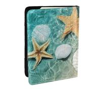 Wykjtwo Coquillages étoiles de mer de Plage, Porte-Passeport Portefeuille de Voyage en Cuir PU Étui pour Passeport Couvre-Passeport 6,5 po