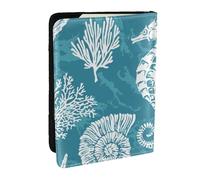 Wykjtwo Coquillages Hippocampe Corail, Porte-Passeport Portefeuille de Voyage en Cuir PU Étui pour Passeport Couvre-Passeport 6,5 po