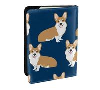 Wykjtwo Corgi Chien Chiot de Compagnie, Porte-Passeport Portefeuille de Voyage en Cuir PU Étui pour Passeport Couvre-Passeport 6,5 po