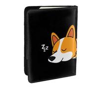 Wykjtwo Corgi Mignon Dormant, Porte-Passeport Portefeuille de Voyage en Cuir PU Étui pour Passeport Couvre-Passeport 6,5 po