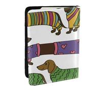 Wykjtwo Couleur du Chien Teckel, Porte-Passeport Portefeuille de Voyage en Cuir PU Étui pour Passeport Couvre-Passeport 6,5 po