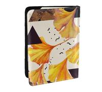Wykjtwo Couleurs d'automne Feuilles de Ginkgo, Porte-Passeport Portefeuille de Voyage en Cuir PU Étui pour Passeport Couvre-Passeport 6,5 po