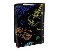 Wykjtwo Couleurs néon des Instruments de Musique, Porte-Passeport Portefeuille de Voyage en Cuir PU Étui pour Passeport Couvre-Passeport 6,5 po