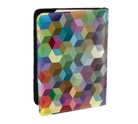 Wykjtwo Cubes de Couleurs Abstraits imprimé Violet, Porte-Passeport Portefeuille de Voyage en Cuir PU Étui pour Passeport Couvre-Passeport 6,5 po