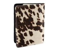 Wykjtwo Cuir de Vachette à Taches Noires et Brunes, Porte-Passeport Portefeuille de Voyage en Cuir PU Étui pour Passeport Couvre-Passeport 6,5 po