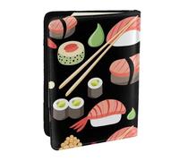 Wykjtwo Cuisine Japonaise de Sushi, Porte-Passeport Portefeuille de Voyage en Cuir PU Étui pour Passeport Couvre-Passeport 6,5 po