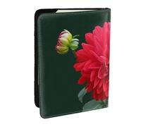 Wykjtwo Dahlia Rouge, Porte-Passeport Portefeuille de Voyage en Cuir PU Étui pour Passeport Couvre-Passeport 6,5 po