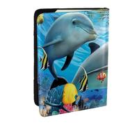 Wykjtwo Dauphin sous-Marin, Porte-Passeport Portefeuille de Voyage en Cuir PU Étui pour Passeport Couvre-Passeport 6,5 po